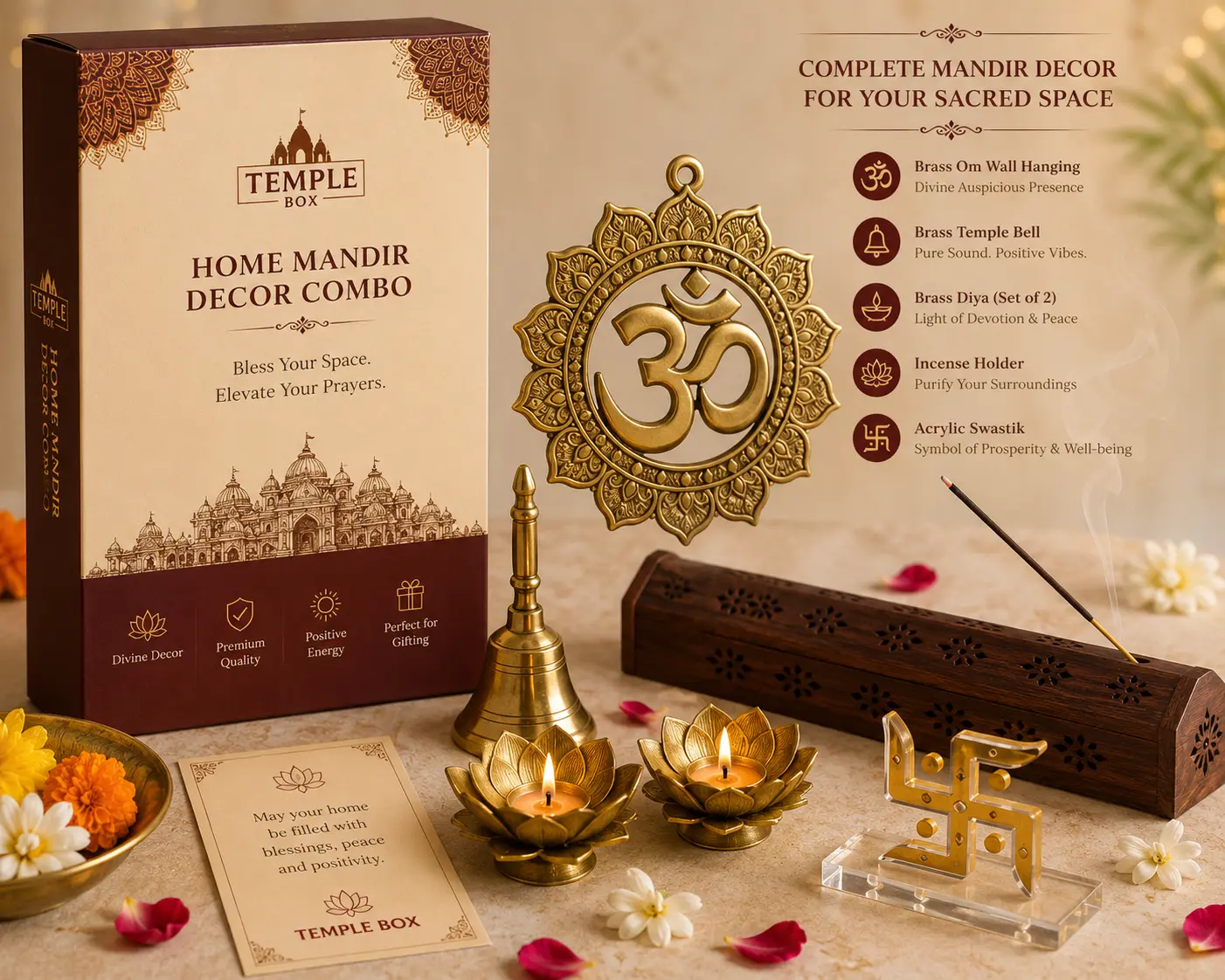 Temple Decor Combo Home Mandir Decor Combo - Image 1