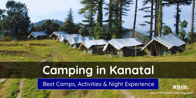 Camping in Kanatal with tents and mountain views