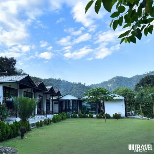 Dehradun destination wedding lawn with mountain views