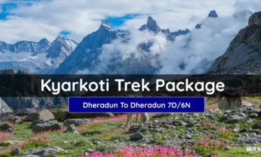 Kyarkoti Trek Package banner showing alpine meadows, rocky trails, and Himalayan mountain peaks.