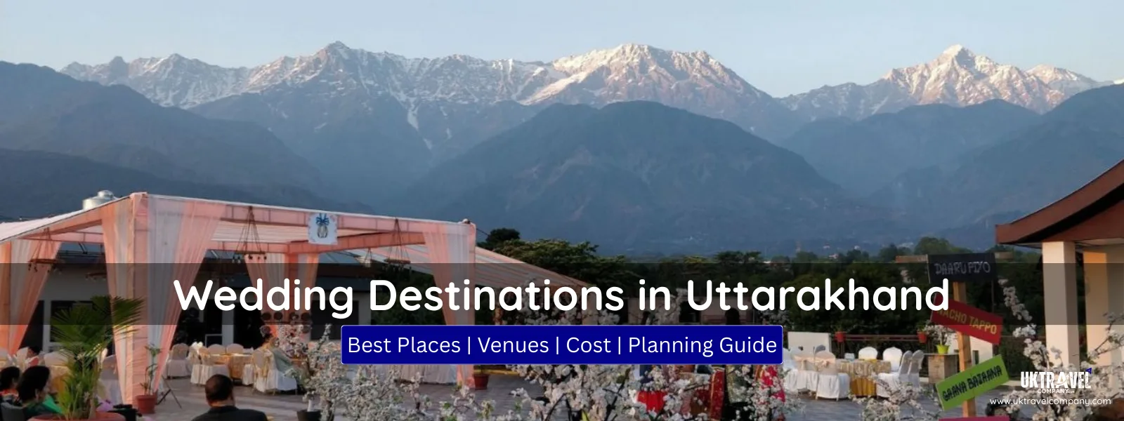 Wedding destination venue in Uttarakhand with Himalayan mountain backdrop