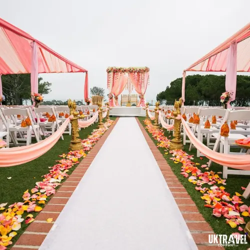 Outdoor banquet lawn wedding venue in Rishikesh with elegant decor